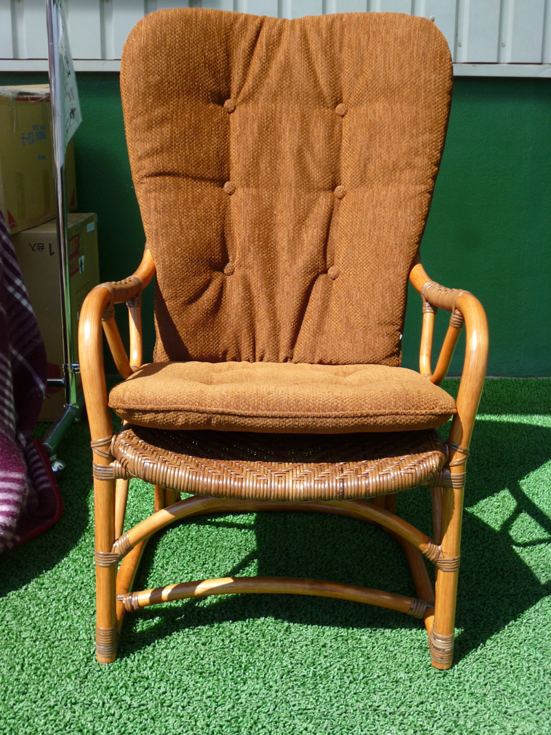 状態良好】風間(かざま)KAZAMA アームチェア 回転椅子 籐家具ラタン